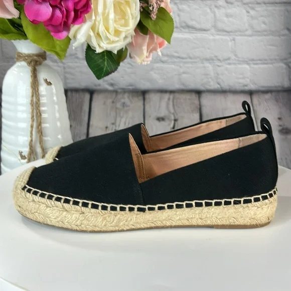 J.CREW Black Canvas Slip On Espadrille Flats - Picture 3 of 17